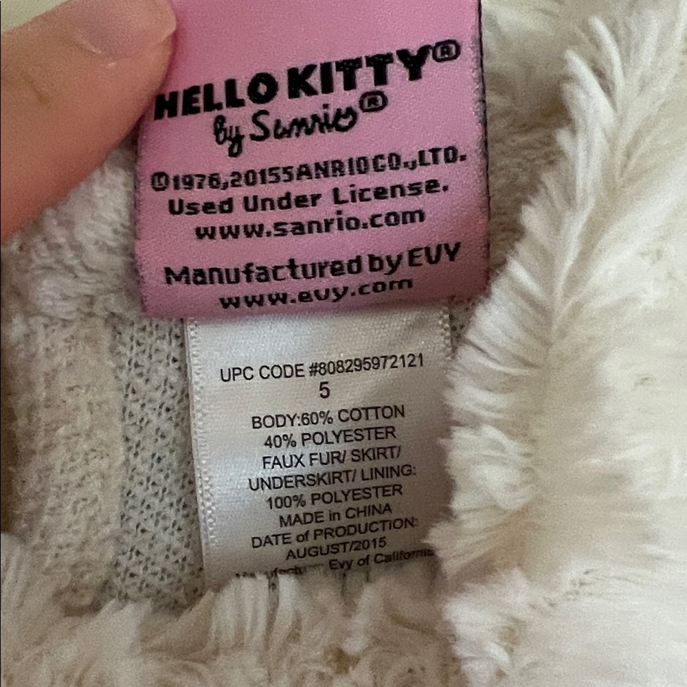Hello Kitty Fur Trimmed Neckline Pink and White Dress Toddler Girls 5 - Picture 4 of 7